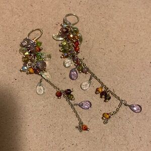 Gold Beaded Dangle Earrings